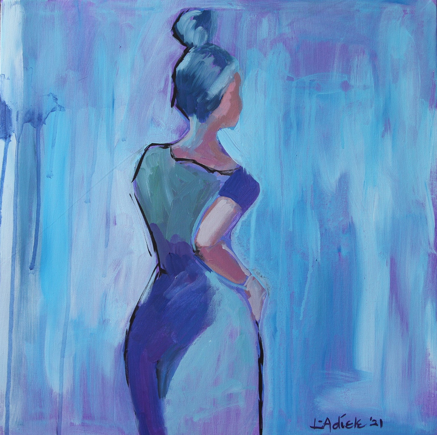 Blue Figure Acrylic Painting