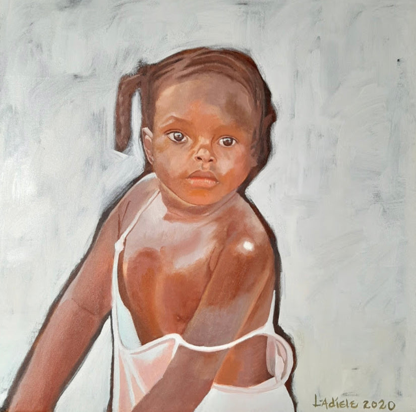 Lovely oil painting of african girl child